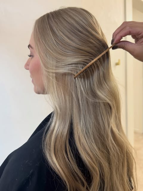 Blonde with face-framing brightness